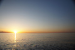 Sonnenuntergang auf der Fahrt von Warnemünde nach Glowe